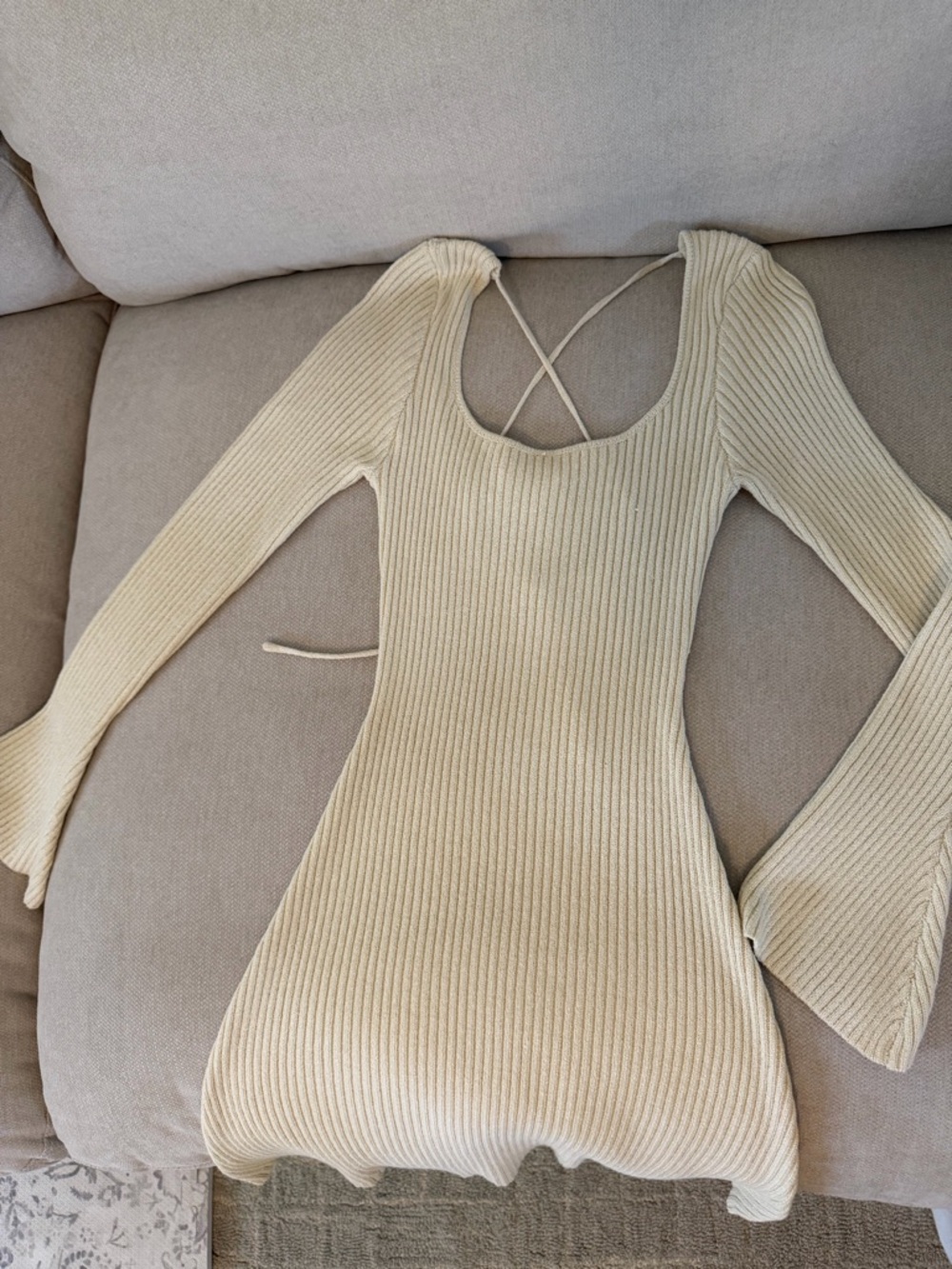 Princess Polly Ribbed Scoop Neck Maternity Dress - Cream